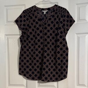 Croft & Barrow Black and Pink Geometric Blouse